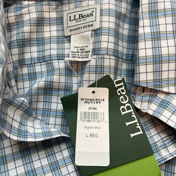 NWT LL Bean Kennebunk Dress Shirt Men's L Wrinkle Free Brightwater Blue Sport - Picture 3 of 4
